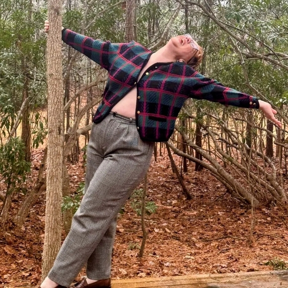 Vintage Alanni Plaid Wool Straight Leg Pants | Size 16 - Picture 1 of 4